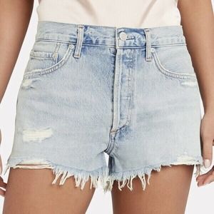AGOLDE Parker Cut Off Denim Shorts in Bitter Light Wash Size 27 Button-Fly